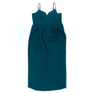 CITY CHIC Sassy V Wire Wrap Drape Tulip Midi Dress Emerald Green Plus Size 16
